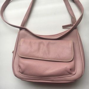 Blush Pink Leather Crossbody Purse